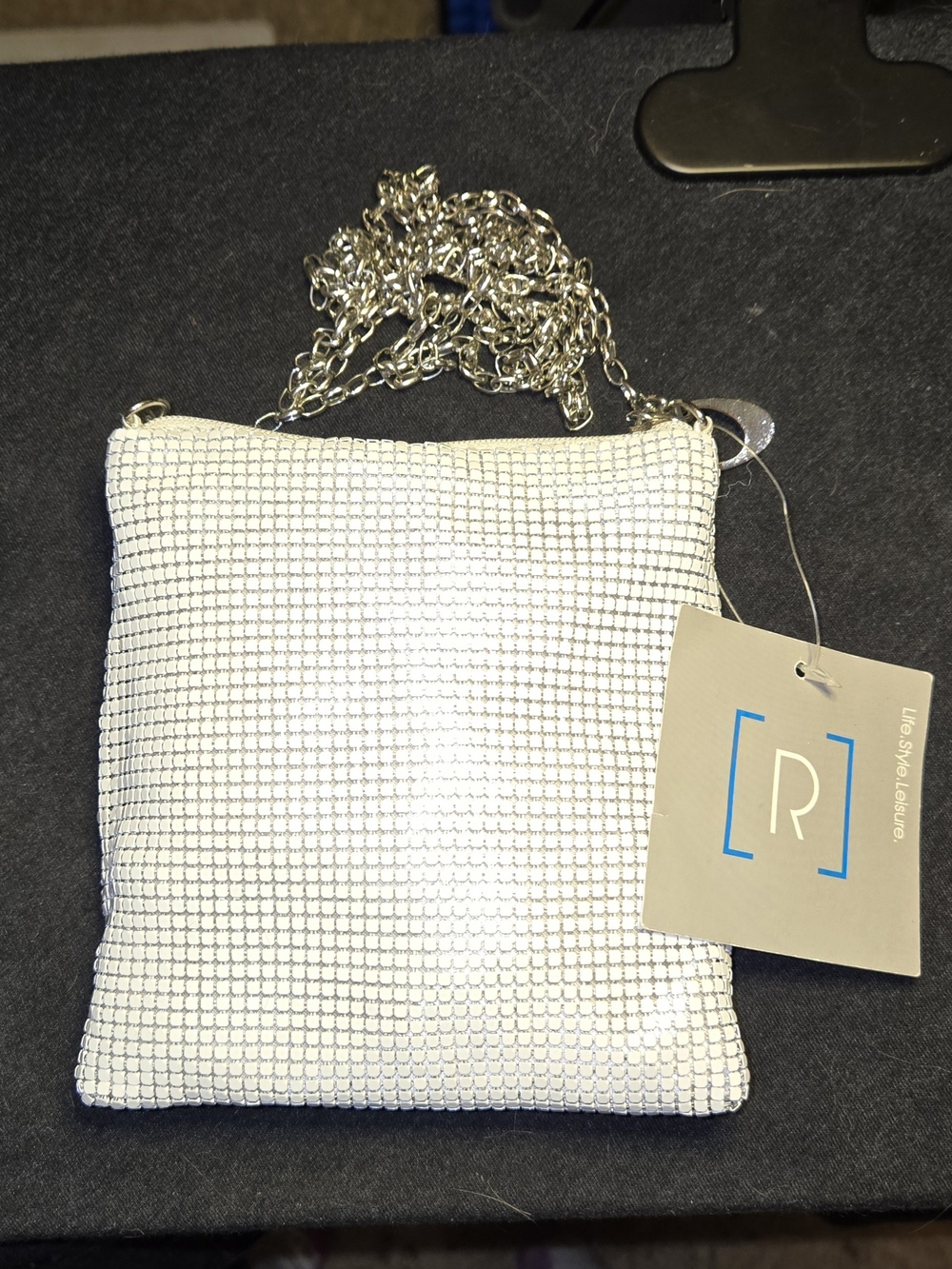 NWT Relativity Silver Metal Mesh Crossbody Evening Bag - Vintage Style 5.5x5.5"
